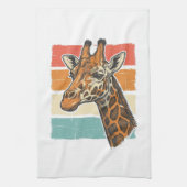 Retro Giraffe Kop Retro Zonsondergang Vector Desig Theedoek (Verticaal)