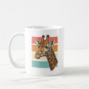 Retro Giraffe Kop Vintage Zonsondergang Vector Des