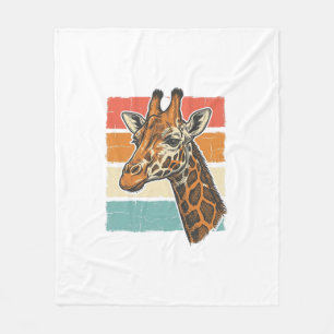 Retro Giraffe Kop Vintage Zonsondergang Vector Des Fleece Deken