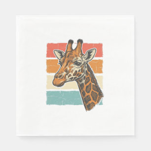 Retro Giraffe Kop Vintage Zonsondergang Vector Des Servet