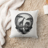 Retro Giraffe Maan Silhouet Safari Vector Ontwerp Kussen (Deken)