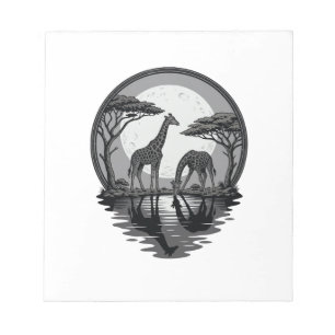 Retro Giraffe Maan Silhouet Safari Vector Ontwerp Notitieblok