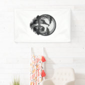 Retro Giraffe Maan Silhouet Safari Vector Ontwerp Spandoek (Insitu)