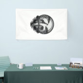 Retro Giraffe Maan Silhouet Safari Vector Ontwerp Spandoek (Beurs)