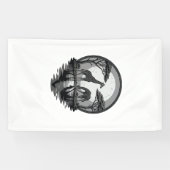 Retro Giraffe Maan Silhouet Safari Vector Ontwerp Spandoek (Horizontaal)