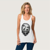 Retro Giraffe Maan Silhouet Safari Vector Ontwerp Tanktop (Volledige Voorkant)