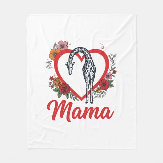 Retro Giraffe Mama Bloemhart Shirt Ontwerp_1 Fleece Deken (Voorkant)