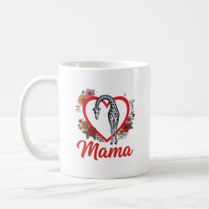 Retro Giraffe Mama Bloemhart Shirt Ontwerp_1 Koffiemok
