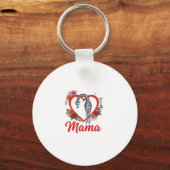 Retro Giraffe Mama Bloemhart Shirt Ontwerp_1 Sleutelhanger (Voorkant)