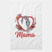 Retro Giraffe Mama Bloemhart Shirt Ontwerp_1 Theedoek (Verticaal)