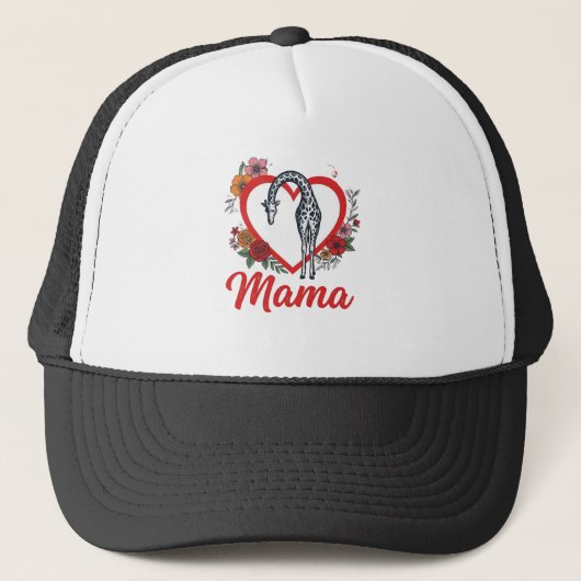 Retro Giraffe Mama Bloemhart Shirt Ontwerp_1 Trucker Pet (Voorkant)