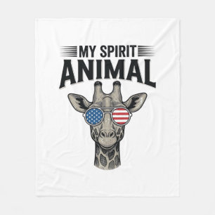 Retro Giraffe Spirit Dier Patriottisch T-shirt Des Fleece Deken