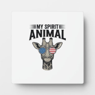 Retro Giraffe Spirit Dier Patriottisch T-shirt Des Fotoplaat