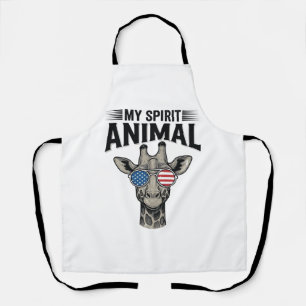 Retro Giraffe Spirit Dier Patriottisch T-shirt Des Schort