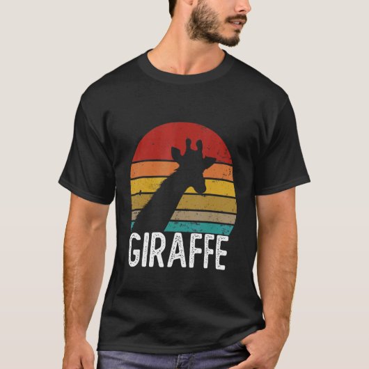  Retro Giraffe Sunset 70s 80s 90s Giraffe P T-shirt (Voorkant)