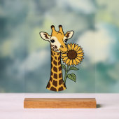 Retro Giraffe Zonnebloem Vector Design_1 Acryl Bord (Neutraal)