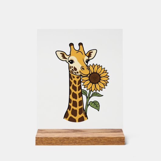 Retro Giraffe Zonnebloem Vector Design_1 Acryl Bord (Voorkant)