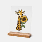 Retro Giraffe Zonnebloem Vector Design_1 Acryl Bord (Hoek)
