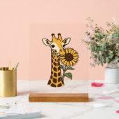 Retro Giraffe Zonnebloem Vector Design_1 Acryl Bord (Huwelijk)