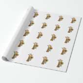 Retro Giraffe Zonnebloem Vector Design_1 Cadeaupapier (Uitgerold)
