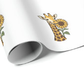 Retro Giraffe Zonnebloem Vector Design_1 Cadeaupapier (Rol Hoek)
