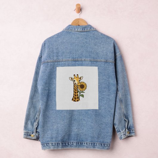 Retro Giraffe Zonnebloem Vector Design_1 Denim Jacket (Hangar)