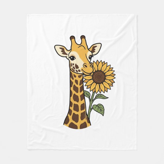 Retro Giraffe Zonnebloem Vector Design_1 Fleece Deken (Voorkant)