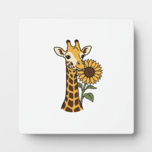 Retro Giraffe Zonnebloem Vector Design_1 Fotoplaat