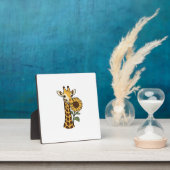 Retro Giraffe Zonnebloem Vector Design_1 Fotoplaat (Insitu)