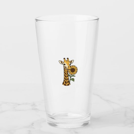 Retro Giraffe Zonnebloem Vector Design_1 Glas (Voorkant)