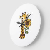 Retro Giraffe Zonnebloem Vector Design_1 Grote Klok (Hoek)