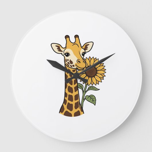 Retro Giraffe Zonnebloem Vector Design_1 Grote Klok (Voorkant)