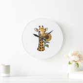 Retro Giraffe Zonnebloem Vector Design_1 Grote Klok (Huis)