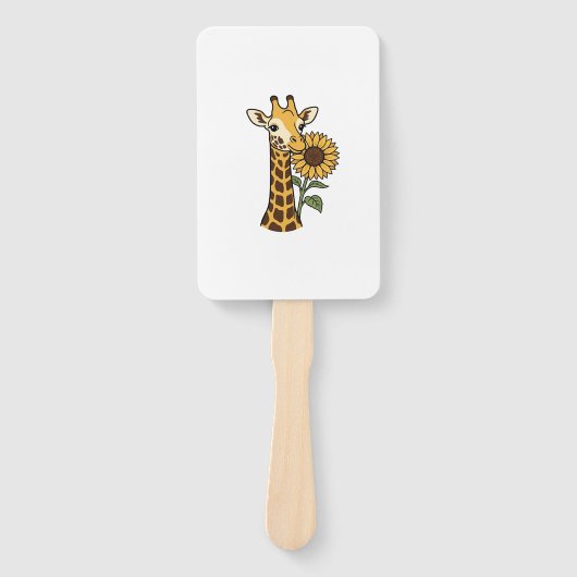 Retro Giraffe Zonnebloem Vector Design_1 Handwaaier (Voorkant)