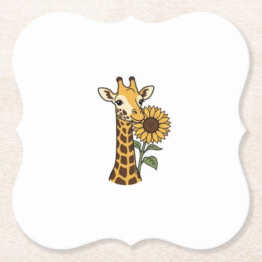 Retro Giraffe Zonnebloem Vector Design_1 Kartonnen Onderzetters (Voorkant)