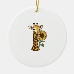 Retro Giraffe Zonnebloem Vector Design_1 Keramisch Ornament