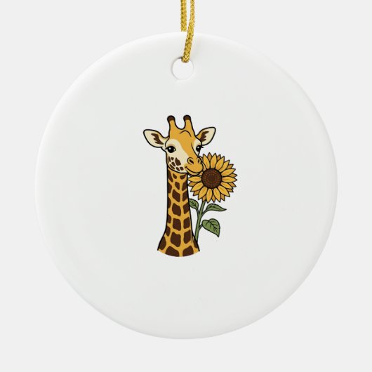 Retro Giraffe Zonnebloem Vector Design_1 Keramisch Ornament (Voorkant)