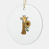 Retro Giraffe Zonnebloem Vector Design_1 Keramisch Ornament (Links)