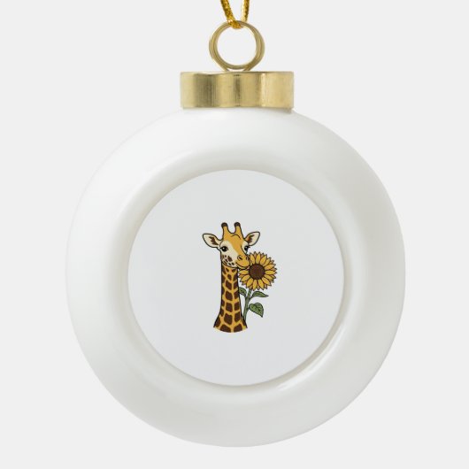 Retro Giraffe Zonnebloem Vector Design_1 Keramische Bal Ornament (Voorkant)