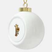 Retro Giraffe Zonnebloem Vector Design_1 Keramische Bal Ornament (Rechts)