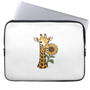 Retro Giraffe Zonnebloem Vector Design_1 Laptop Sleeve