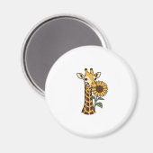 Retro Giraffe Zonnebloem Vector Design_1 Magneet (Voorkant / Achterkant)