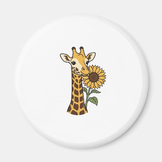 Retro Giraffe Zonnebloem Vector Design_1 Magneet (Voorkant)