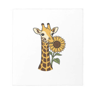 Retro Giraffe Zonnebloem Vector Design_1 Notitieblok