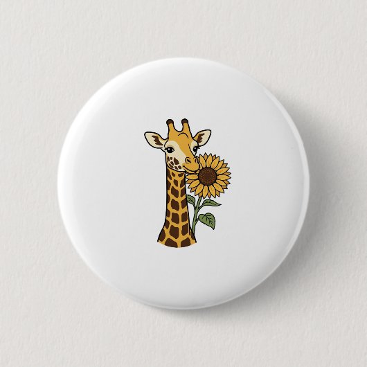 Retro Giraffe Zonnebloem Vector Design_1 Ronde Button 5,7 Cm (Voorkant)