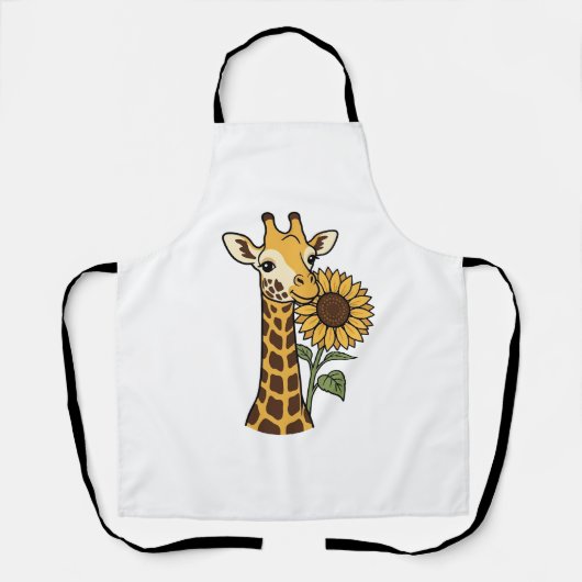 Retro Giraffe Zonnebloem Vector Design_1 Schort (Voorkant)