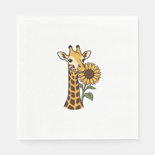 Retro Giraffe Zonnebloem Vector Design_1 Servet (Voorkant)
