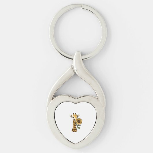 Retro Giraffe Zonnebloem Vector Design_1 Sleutelhanger (Voorkant)