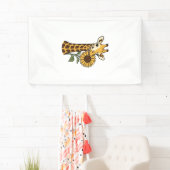 Retro Giraffe Zonnebloem Vector Design_1 Spandoek (Insitu)