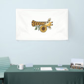 Retro Giraffe Zonnebloem Vector Design_1 Spandoek (Beurs)